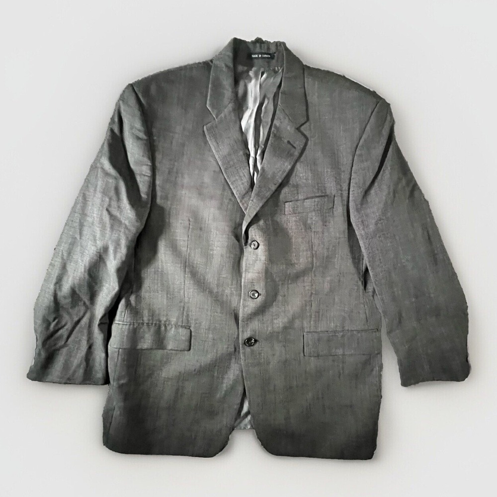 Ralph Lauren Sport Coat Mens 46R Charcoal Grey 3-Button Wool Blazer Canada Made